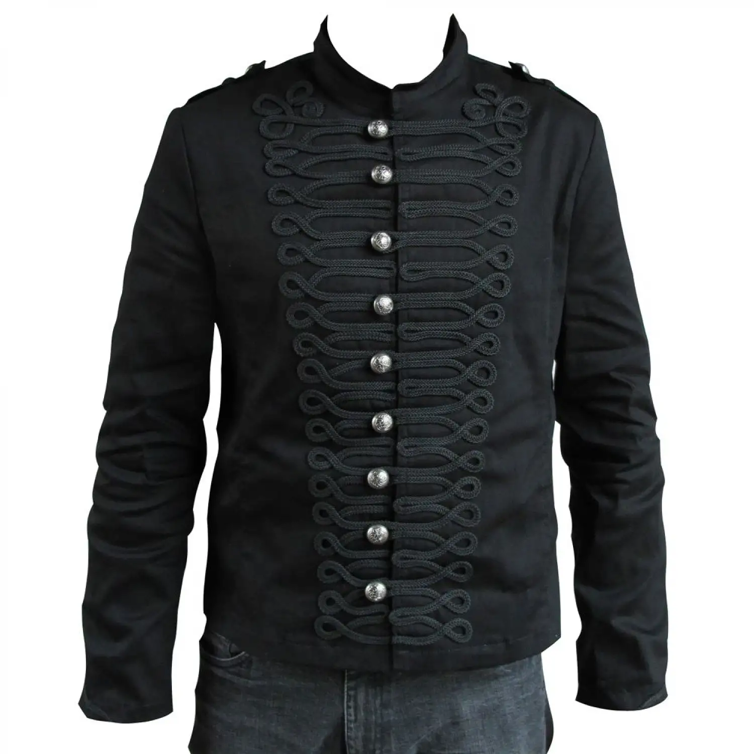 Pleated Chest Military Tunic Jacket - Men's Gothic Parade Style